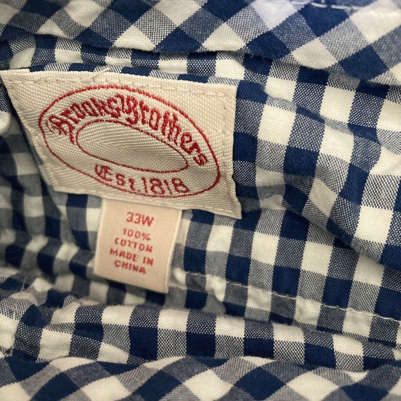 Brooks Brothers Seer Sucker Short Bermuda Hawaiian Striped Palm Tree Blue White - Picture 4 of 8